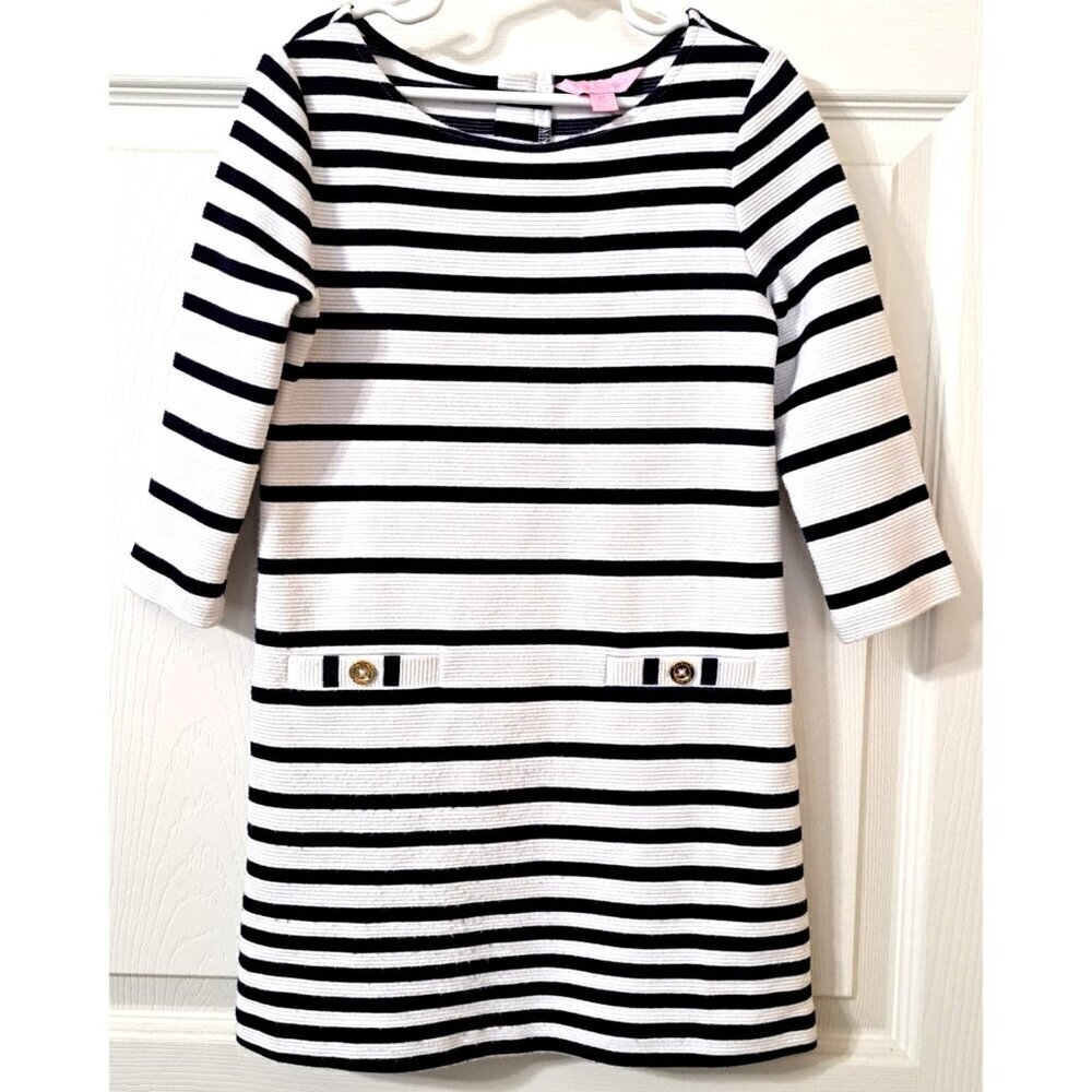 Lilly Pulitzer Girls M (6-7) Navy Striped Long Sleeve Dress